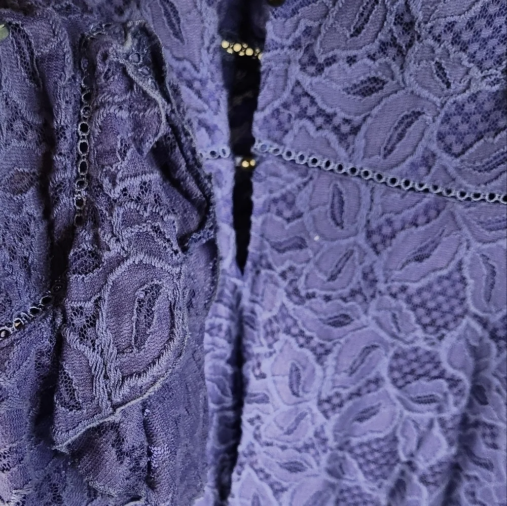Free People Mineral Purple Blue Skies Lace Babydoll Dress Size Medium